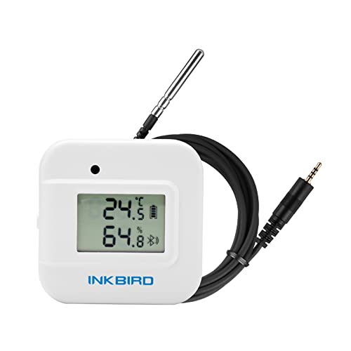 Inkbird Smart Thermometer Temperature and Humidity Monitor Hygrometer Indoor, Free APP for iOS and Android, IBS-TH2 Plus Version Supports External Temperature Probe and Digital Display.