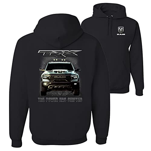 Wild Bobby RAM TRX 702 HP The Power Has Shifted Cars and Trucks Front and Back Unisex Graphic Hoodie Sweatshirt, Black, Large