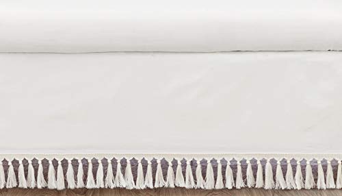 Sweet Jojo Designs Boho Desert Sun Girl or Boy Baby Nursery Crib Bed Skirt Dust Ruffle – Ivory Beige Off White Cream Bohemian Minimalist Tassles Fringe Macrame Cotton Neutral
