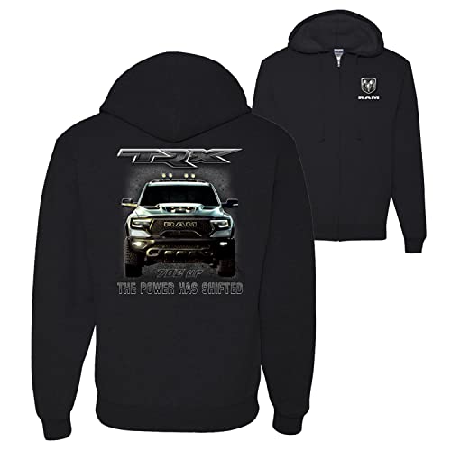 Wild Bobby RAM TRX 702 HP The Power Has Shifted Cars and Trucks Front and Back Zip Up Hoodie Sweatshirt, Black, XX-Large