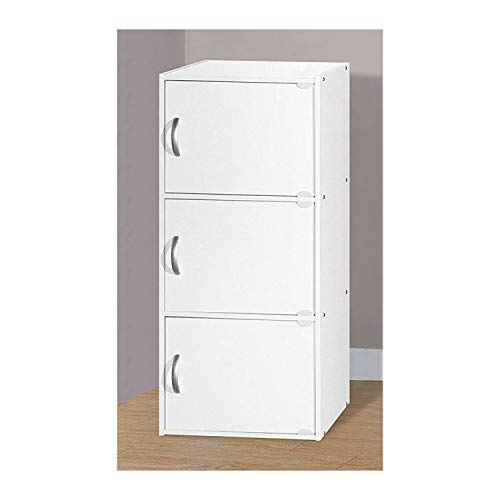 Thaweesuk Shop New White 3 Door Storage Cabinet Office Organizer Kitchen Pantry Cupboard Shelves Shelf Shelving Ample Utility Kitchen Home Furniture Compressed Wood 16″ W x 12″ D x 35.6″ H