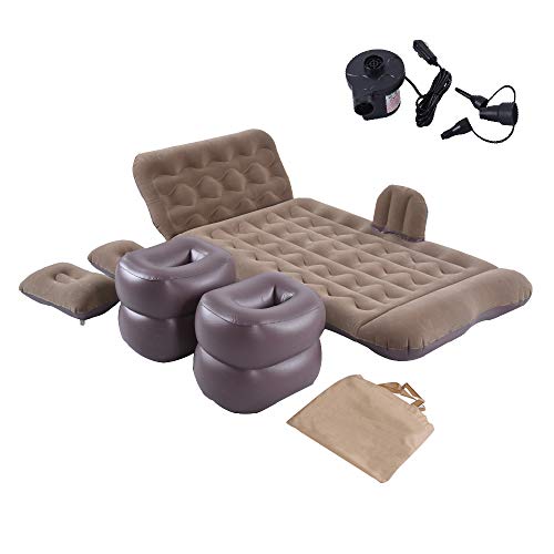 Car Air Mattress, Inflatable Car Mattress for Back Seat, Car Bed with Air Pump, Home Sleeping Pad(Brown)