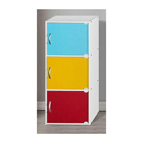 Thaweesuk Shop New Rainbow 3 Door Storage Cabinet Office Organizer Kitchen Pantry Cupboard Shelves Shelf Shelving Ample Utility Kitchen Home Furniture Compressed Wood 16″ W x 12″ D x 35.6″ H