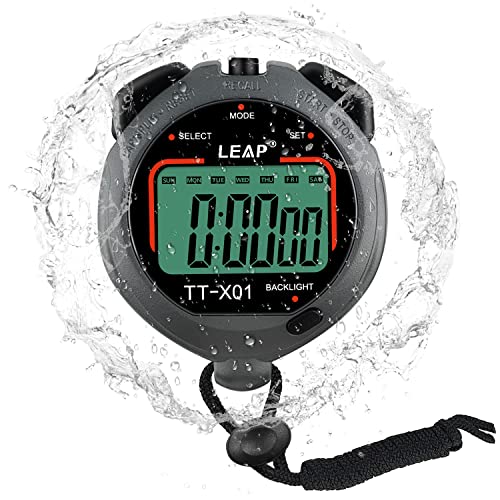 LEAP Digital Stopwatch Timer, Large Display Stop Watch with 30M Waterproof and EL Backlight Function Designed for Sport Coaches Referees Fitness Teacher and Athlete
