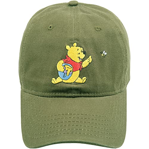 Concept One Disney’s Winnie The Pooh with Honey Pot Embroidered Cotton Adjustable Dad Hat with Curved Brim, Brown, One Size