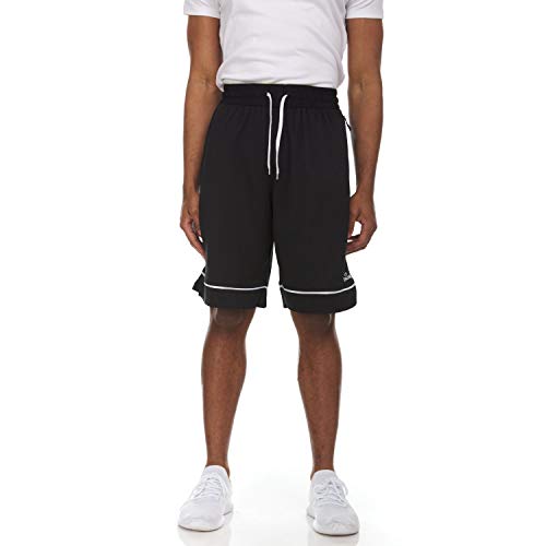 Spalding Mens Heat Performance Basketball Shorts with 10″ Inseam, Black/White, L