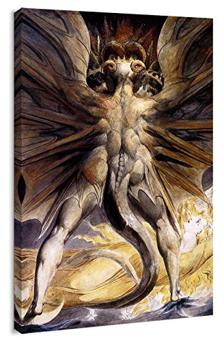 artprints1stop Canvas Print Wall Art – The Great Red Dragon and The Woman Clothed with The Sun by William Blake – 24×36 inches
