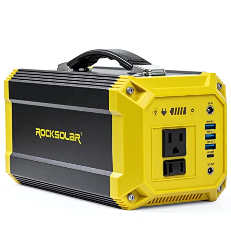 ROCKSOLAR Portable Power Station 300W Utility RS630A – 333Wh Backup Lithium Battery, Solar Generator Power Supply with AC/USB/12V DC Outlets for Camping, RV, Home, Outdoor, Emergency