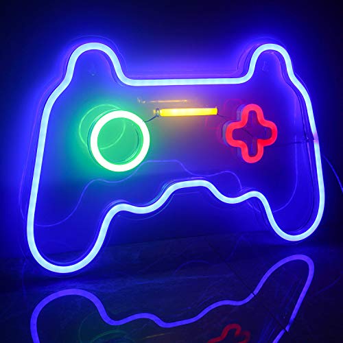 ineonlife Game Shaped Neon Signs Neon Lights LED Neon Signs for Wall Decor 16”x 11” Gamepad Neon Signs for Bedroom Children Gaming Zone Party