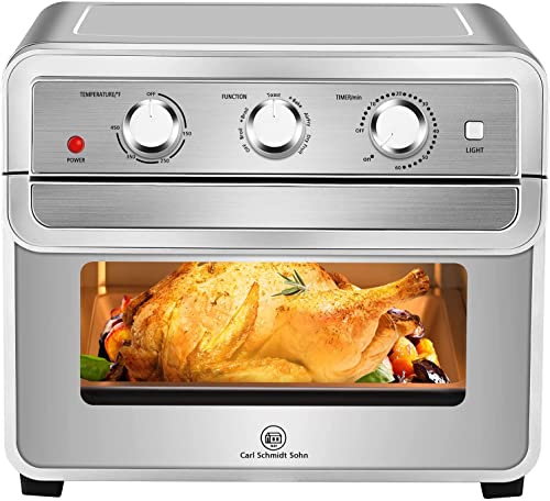 Air Fryer Toaster Oven – 1829 CSS 6-in-1 Stainless Steel AirFryer Combo, Convection Ovens Hot Air Fryers Oven, Countertop Oven AirFryers Combo, 23QT Pizza Oven with Recipe, 5 Accessories, 1700W