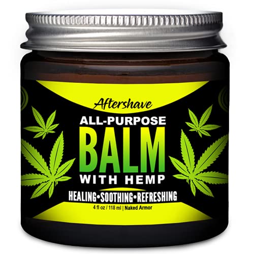 Organic Hemp Men’s Balm – All-Purpose Balm, Soothing Aftershave, Cuts, Sore Back, Aftershave Balm for Healing and Refreshing, Made From Natural Ingredients With Hemp, Great Gift