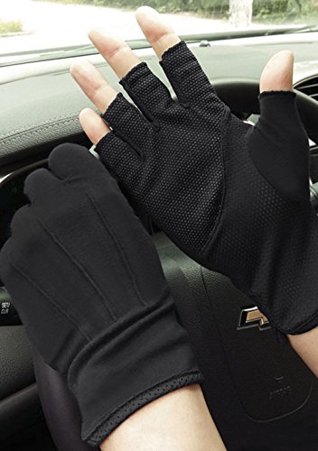Mens Women UV Protection Cycling Glove Half Finger Driving Glovs Cotton Non-Slip Riding Mitten Breathable Sunblock Glove