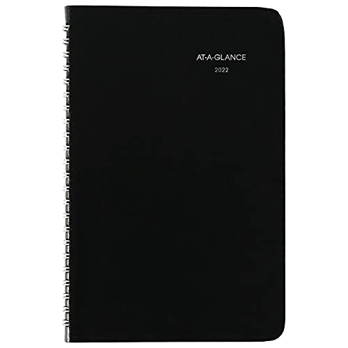 2022 Weekly Appointment Book & Planner by AT-A-GLANCE, 5″ x 8″, Small, Tabbed Telephone/Address Pages, DayMinder, Black G21000)