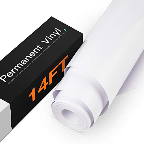 HTVRONT White Permanent Vinyl, White Vinyl for Cricut – 12″ x 14 FT White Adhesive Vinyl Roll for Cricut, Silhouette, Cameo Cutters, Signs, Scrapbooking, Craft, Die Cutters (Glossy White)