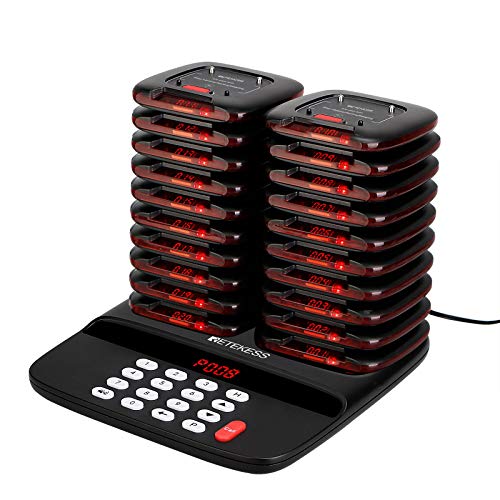Retekess TD183 Restaurant Pager System,Pagers for Restaurants,2624ft Long Distance,Mute Keyboard,Check Call Log,20 Pagers and Beepers for Restaurant,Food Truck,Factory,Hospital