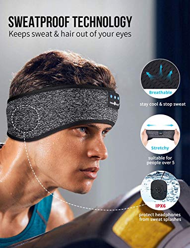 MUSICOZY Sleep Headphones Bluetooth 5.2 Sports Headband, Wireless Music Sleeping Headband Headphones IPX6 Waterproof Earbuds for Side Sleepers Workout Running Insomnia Travel Yoga, Pack of 2 | The Storepaperoomates Retail Market - Fast Affordable Shopping