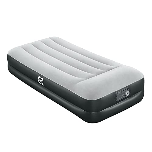 SEALY Tritech Inflatable Indoor or Outdoor Air Mattress Bed Twin-Sized 16″ 1 Person Airbed with Built-AC Pump, Headrest, Storage Bag, and Repair Patch
