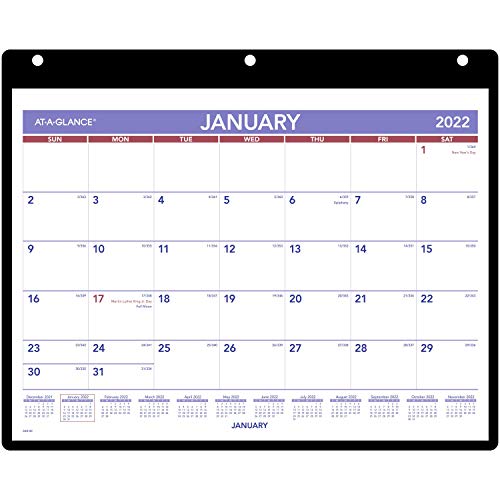 2022 Wall & Desk Calendar by AT-A-GLANCE, 11″ x 8″, Small, with Clear Cover and Vinyl Holder (SK800)