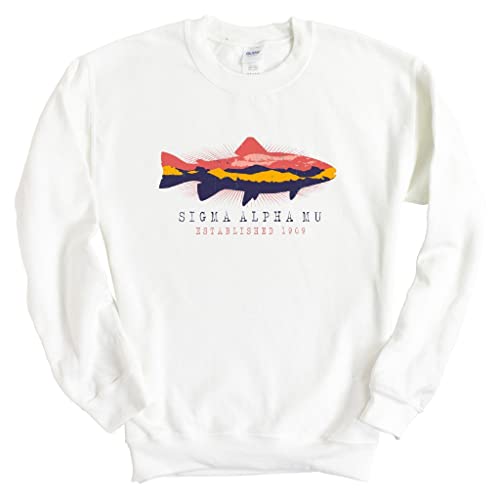 Sigma Alpha Mu Sweatshirt – Sammy Fishing Crewneck Sweatshirt White