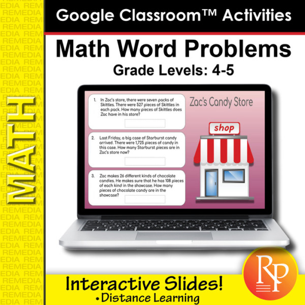 Google Classroom Activities: Math Word Problems Grades 4-5