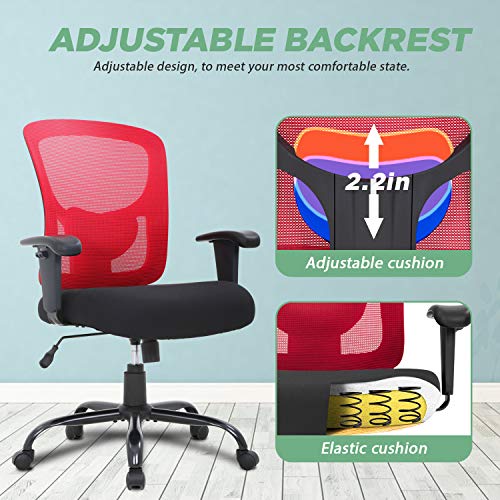 Big and Tall Office Chair 400lbs Desk Chair Mesh Computer Chair with Lumbar Support Wide Seat Adjust Arms Rolling Swivel High Back Task Executive Ergonomic Chair for Home Office (Red) | The Storepaperoomates Retail Market - Fast Affordable Shopping