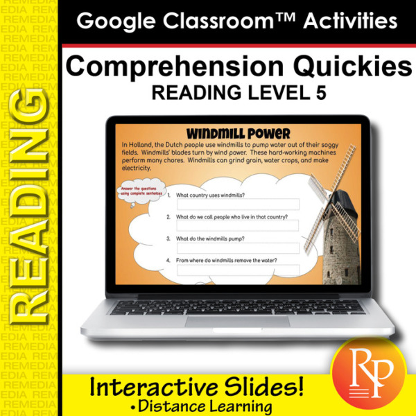 Google Classroom Activities: Comprehension Quickies Reading Level 5