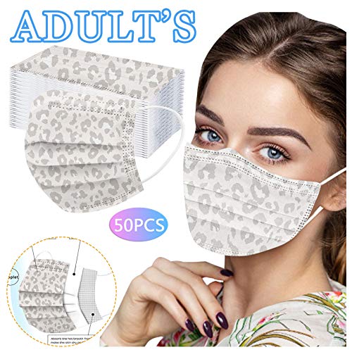 50PC Leopard Disposable Face Mask with Paper Cheetah Printed Designs for Women Adults Cute Masks Full Face Protection (C) | The Storepaperoomates Retail Market - Fast Affordable Shopping