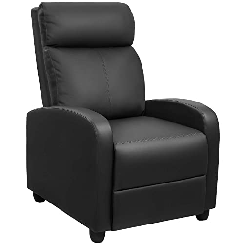 Devoko Recliner Chair Home Theater Seating Pu Leather Modern Living Room Chair Furniture with Padded Cushion Reclining Sofa Chairs (Black)