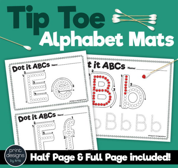 Alphabet Mats in Q-tip TIP TOE Font for Painting
