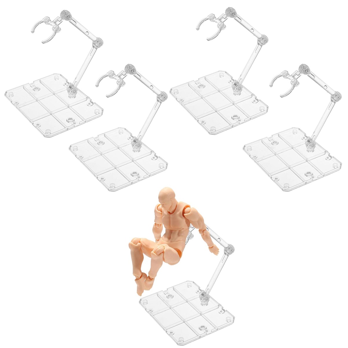 LotCow 4 Pcs Action Figure Display Stands Adjustable Action Figure Display Holder Base Sturdy Base Clear Doll Model Support Stand for 6 inch Action Figures | The Storepaperoomates Retail Market - Fast Affordable Shopping