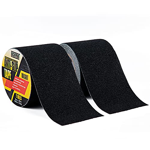 Grip Tape 2-Pack – Heavy Duty Anti Slip Tape with 80 Grit Traction – 4 in x 50 ft of Waterproof, Oil & UV-Resistant, Grip Tape for Stairs, Treads, & Ramps – Non Slip Tape for Outdoor & Indoor