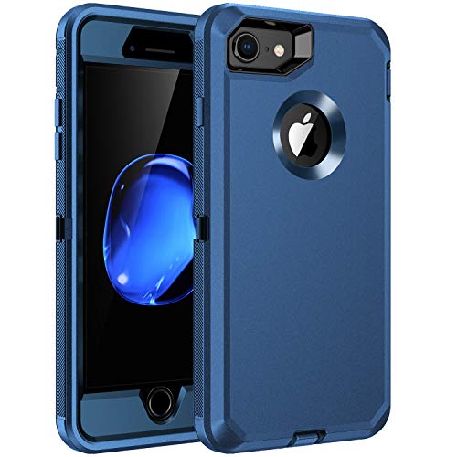 RegSun for iPhone 8 Case,iPhone 7 Case,Built-in Screen Protector, Shockproof 3-Layer Full Body Protection Rugged Heavy Duty High Impact Hard Cover Case for iPhone 8/7 4.7 inch,Blue