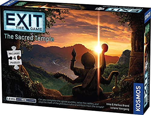 Exit: The Sacred Temple (with Jigsaw Puzzles) | Exit: The Game – A Kosmos Game | Family-Friendly, Jigsaw Puzzle-Based at-Home Escape Room Experience for 1 to 4 Players, Ages 10+