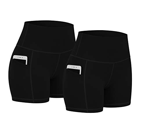 Fengbay 2 Pack 5″ Biker Shorts for Women with Pockets, High Waist Workout Shorts for Women Compression Yoga Shorts