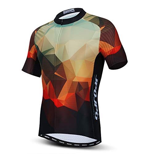 Men’s Cycling Bike Jersey Short Sleeve with 3 Rear Pockets,Cycling Biking Shirt Full Zipper Breathable Quick Dry