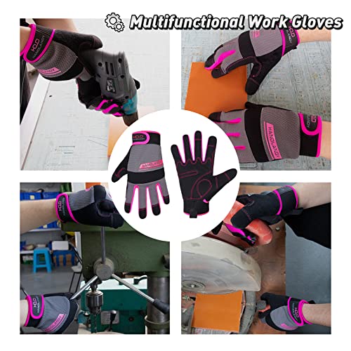 FACELANDY Utility Safety Work Gloves Women, UltraLight Mechanic Driver Gardening Gloves with Touchscreen (M, Pink) | The Storepaperoomates Retail Market - Fast Affordable Shopping