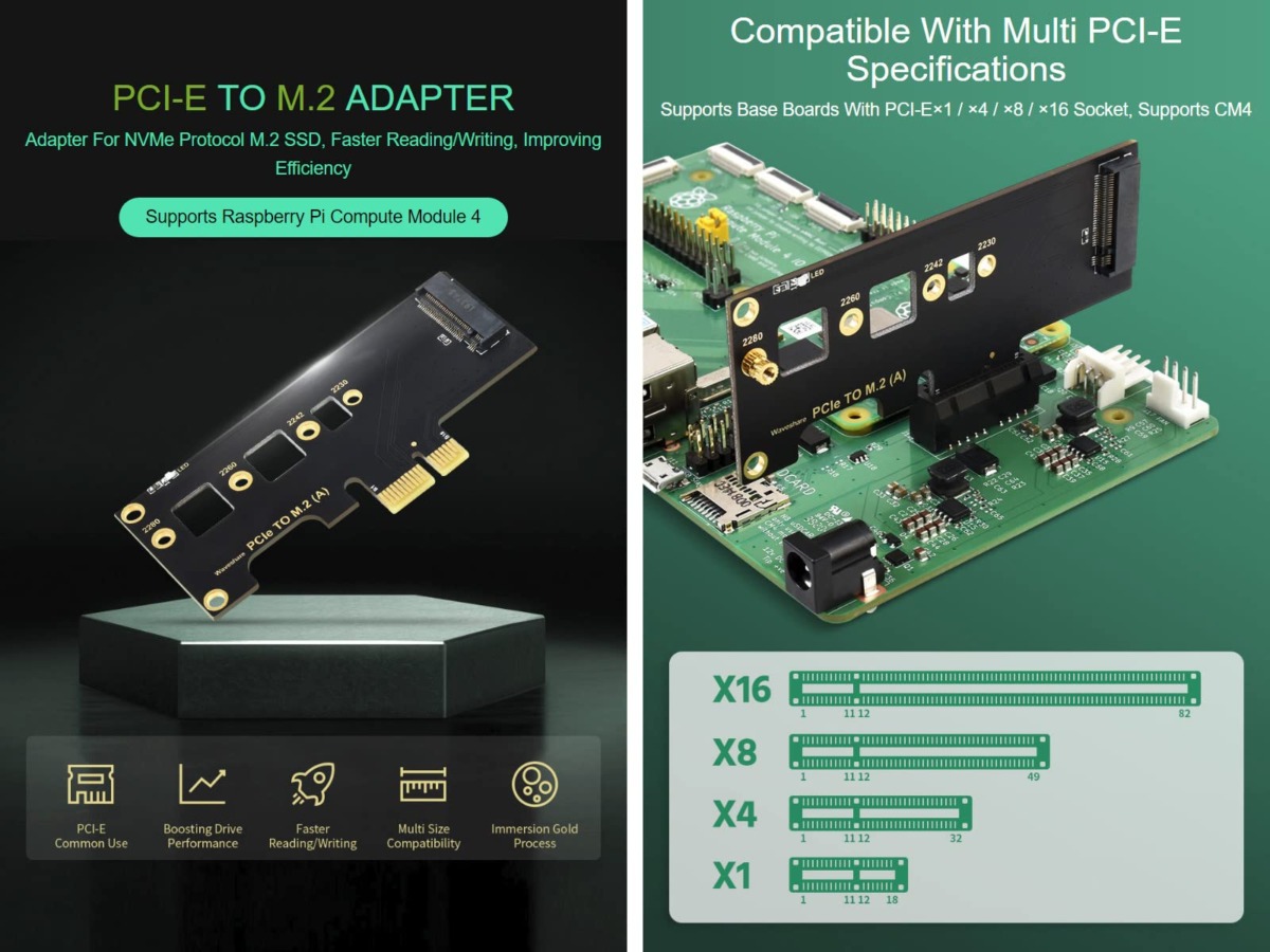 Waveshare PCIe to M.2 Adapter Supports Raspberry Pi Compute Module 4 Adapter for NVMe Protocol M.2 Faster Reading/Writing Improving Efficiency | The Storepaperoomates Retail Market - Fast Affordable Shopping