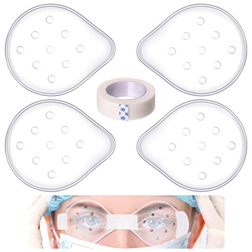 Spnico 5 Pieces Plastic Eye Clear Ventilated Eye Transparent Hole Eye Coverings with Gentle Paper Tape Breathable Eye Protections Care Supplies for Adults to Prevent Sand Gravel