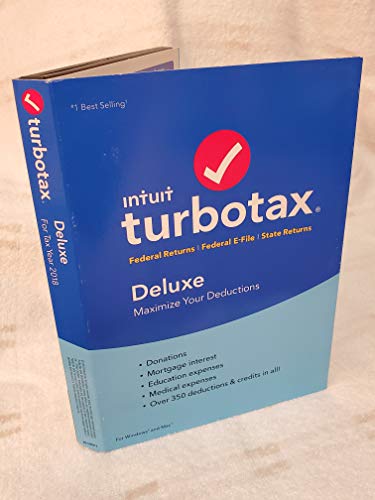 Turbotax 2018 Deluxe Federal Plus State Tax Software CD [PC / Mac] [Old Version]