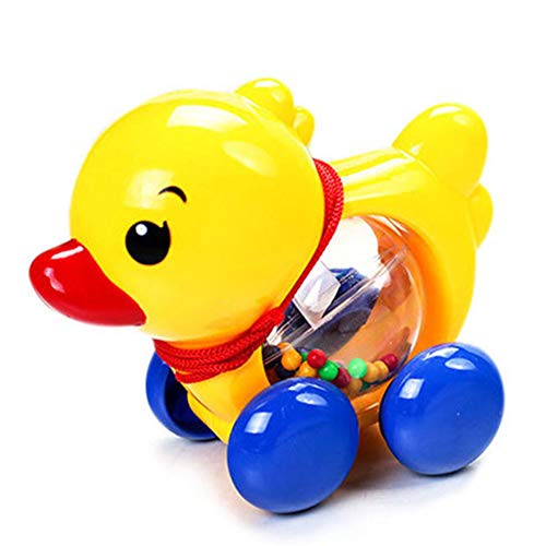 BARMI Baby Kids Pull String Simulation Duck Animal Rattle Toy Hand Jingle Shaking Bell,Perfect Child Intellectual Toy Gift Set Yellow