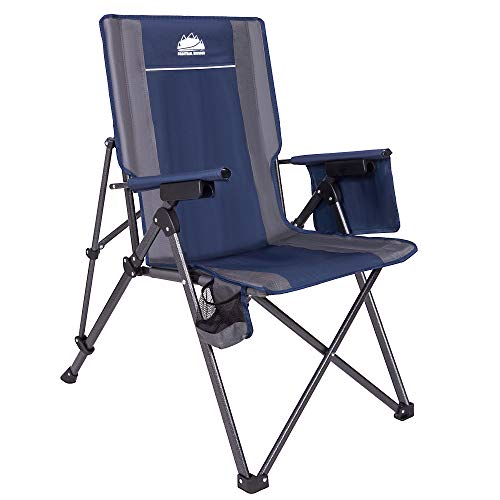 Coastrail Outdoor Reclining Camping Chairs Adjustable 3 Position Foldable Heavy Duty Steel 300 LBS Capacity for Adults Lounge with Cup Holder Storage Folding Camp Chair Lawn Patio Outdoor