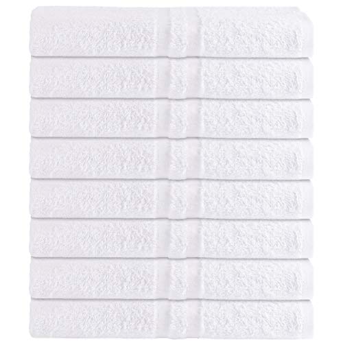 GREEN LIFESTYLE Luxury Bath Towel – White Large Bath Towels Pack for Spa, Gym, Bathroom, Hotel – 86% Cotton 14% Polyester -Super Soft, Thick and Absorbent 24 x 50 Bulk Bath Towel – (8-Pack)