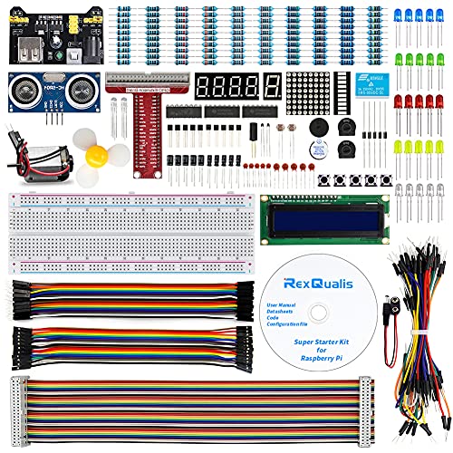 REXQualis Super Starter Kit for Raspberry Pi 4 B 3 B+ with Detailed Tutorials , Support Python C,Learn Electronics and Programming for Raspberry Pi Beginners