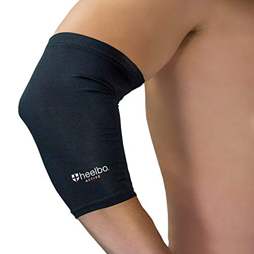 Heelbo Elbow Sleeve and Elbow Compression Sleeve with Copper Infused Fibers and Breathable Fabric for Tendonitis, Golfers Weight Lifting, Tennis Elbow or Arthritis for Men and Women, Black, Medium