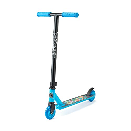 Xootz Monster Mash Up Kids Scooter, Boys and Girls Kick Scooter, Entry Level, Children’s Beginners T-Bar Stunt Scooter, Stylish Grip Tape Deck, Ages 5+, Blue