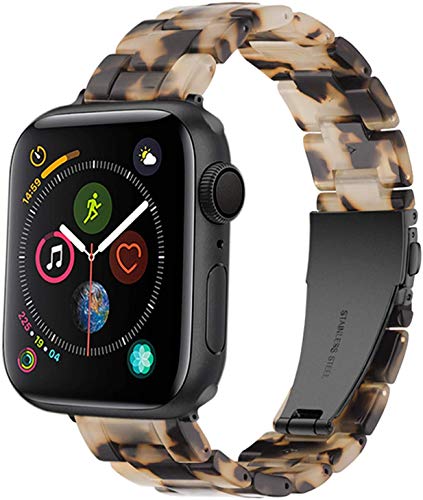 NYENEIL Compatible with Apple Watch Band 38mm 40mm 41mm 42mm 44mm 45mm Ultra 49mm for iWatch SE Lightweight Resin Wristband Bracelet Strap Series 8 7 6 5 4 3 2 1 Mens Womens (Tortoise Stone Flower, 38MM/40MM/41MM)