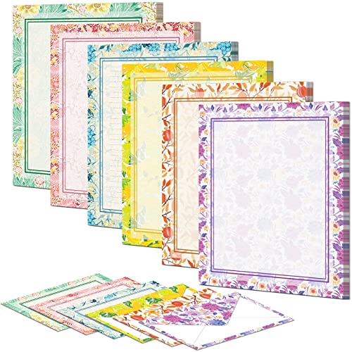 Anzon Mories Vintage Morris Stationery Paper (Both Sides Lined) 48 Sheet, Self-Sealing Envelopes 24 PC, Heavy Weight Floral Writing Letter Stationary, Printer Friendly, US Letter Size 11″ x 8.5″