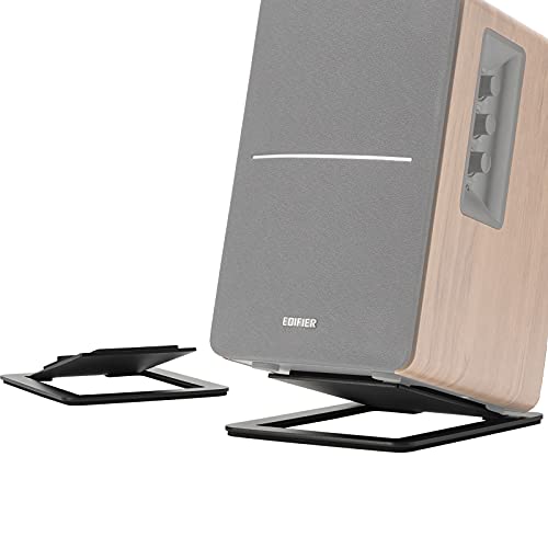 7″ Desktop Speaker Stands for Midsize Bookshelf Computer Speakers, Studio Monitor Vibration Damping Tilted Tabletop Speaker Stands, Black – Pair
