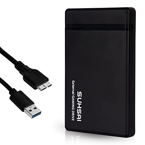 SUHSAI 500GB Gaming External Hard Drive Black, USB 3.0 Portable HDD Compatible with Windows, Mac, Game Consoles, PS4, PS5, Xbox – Storage & Backup Drive for Laptop, Desktop, Playstation & Xbox Games