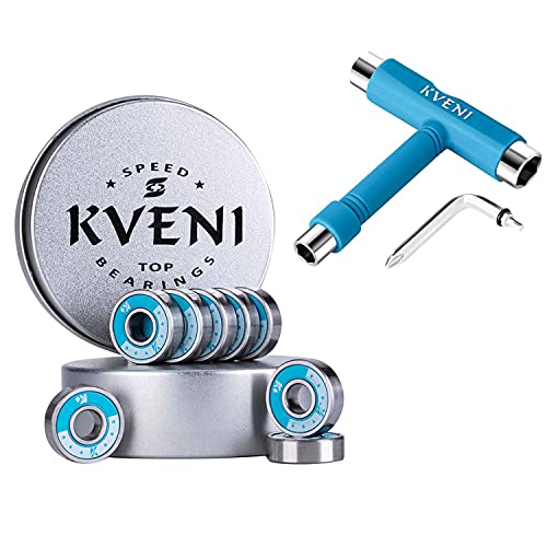 Ceramic Skateboard Bearings, 608rs Skate Bearing, Pro Longboard Bearings ABEC | Skate Tool All-in-One, Skateboard T Tools Accessory – with T-Type Allen Key and L-Type Phillips Head Wrench Screwdriver